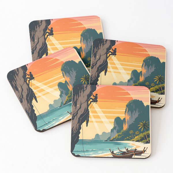 Item preview,  Railay beach Retro Sunset Beach Poster Thailand designed and sold by Spirit of Siam.