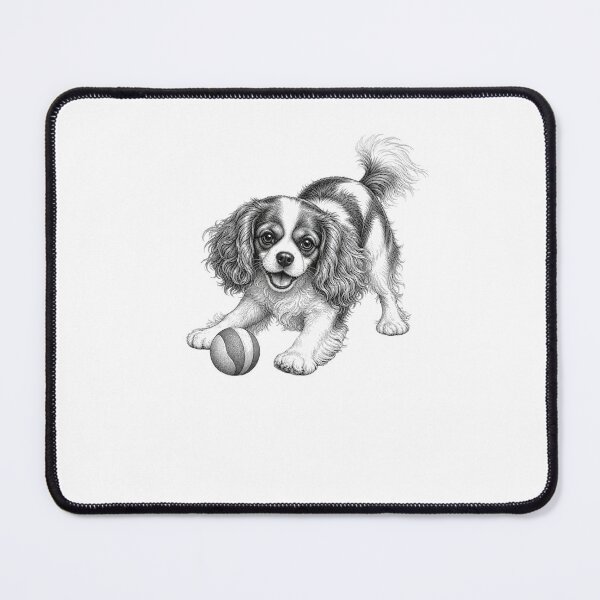 Item preview, Cavalier King Charles Spaniel Dog Playing Ball designed and sold by AntiqueImages.