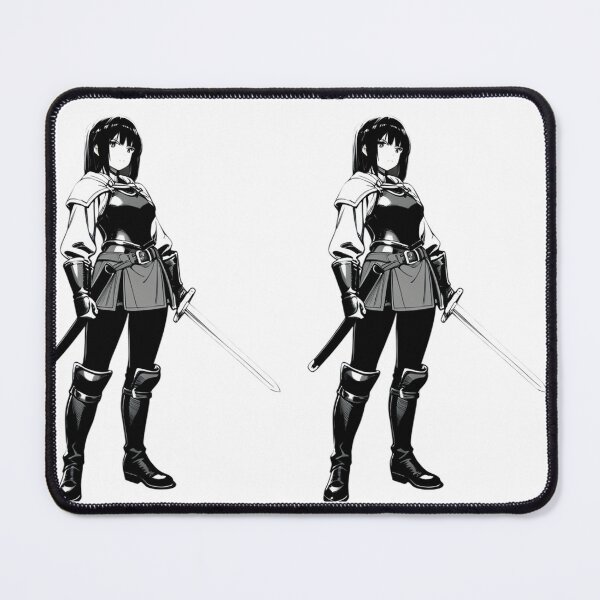 Item preview, Manga - Black-haired Fantasy Warrior, Monochrome Anime Style designed and sold by AnimeShin.