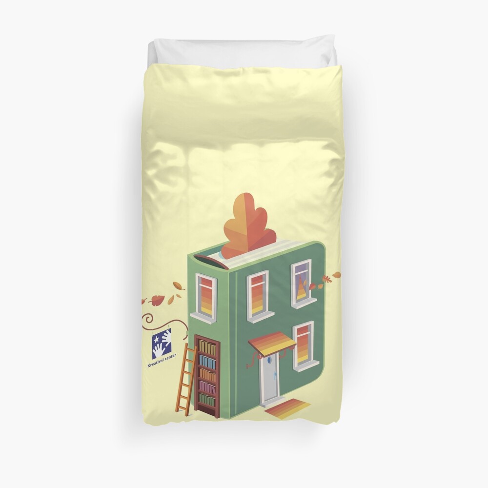 autumn in the street of the book Duvet Cover