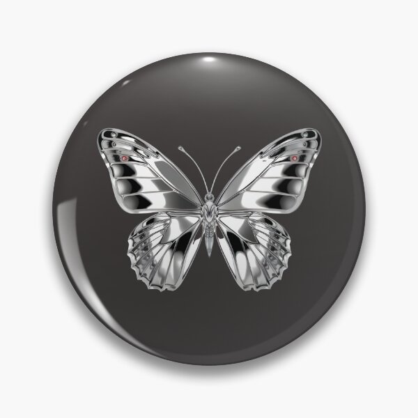 Item preview, Sleek Y2K Silver Chrome Butterfly Graphic designed and sold by 77Clover.