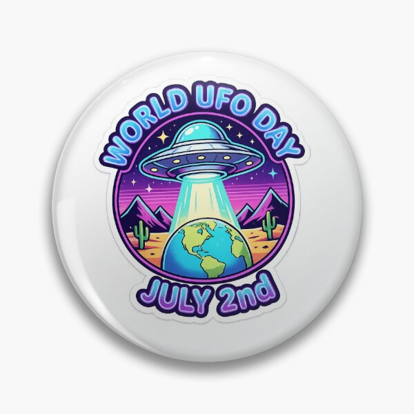 Item preview, World UFO Day July 2nd Alien Spaceship Abduction Retro Neon Sticker designed and sold by naruto4925.