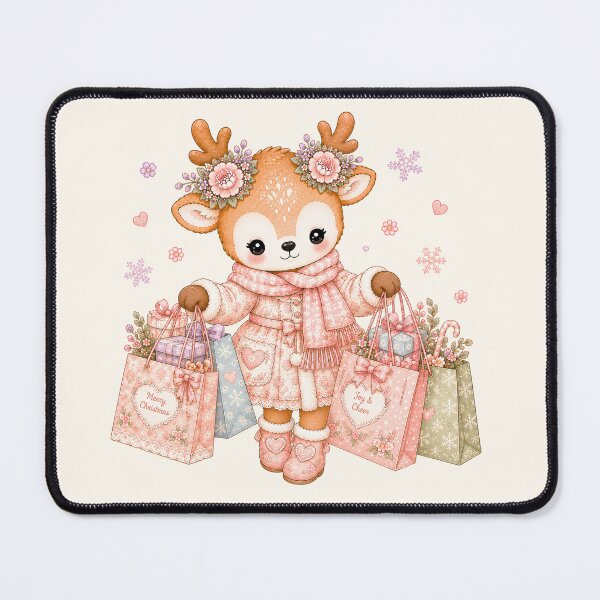 Item preview, Cute Reindeer Christmas Shopping | Kawaii Cottagecore Holiday Shopping Bags Pastel Christmas Illustration  Main Tag: designed and sold by looplandger.