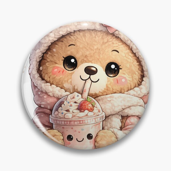 Item preview, Cute Teddy Bear Drinking Milkshake | Kawaii Sweet Treat Design designed and sold by VasiArtLab.