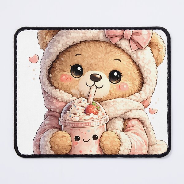 Item preview, Cute Teddy Bear Drinking Milkshake | Kawaii Sweet Treat Design designed and sold by VasiArtLab.