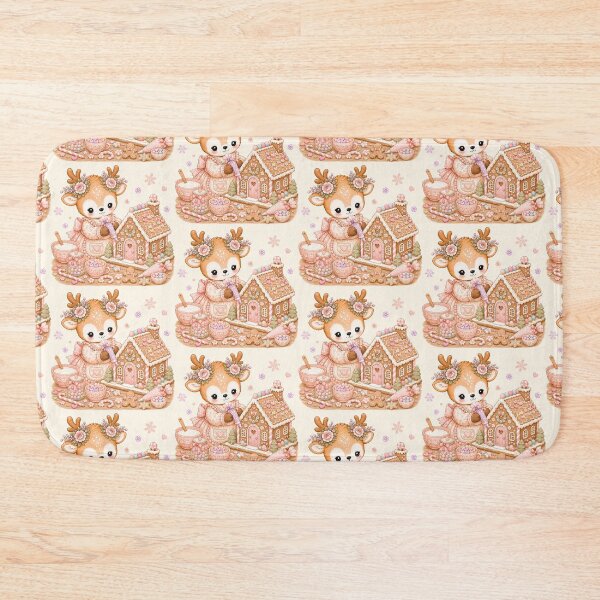 Item preview, Cute Reindeer Decorating Gingerbread House | Kawaii Cottagecore Christmas Baking Pastel Holiday Illustration designed and sold by looplandger.
