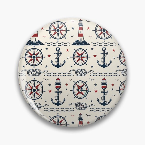 Item preview, Vintage Nautical Maritime Retro Seamless Pattern Print designed and sold by Inkworksbyshery.