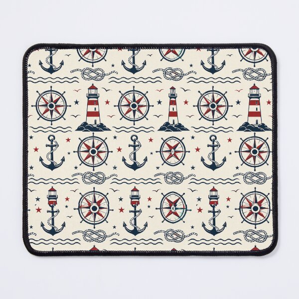 Item preview, Vintage Nautical Maritime Retro Seamless Pattern Print designed and sold by Inkworksbyshery.
