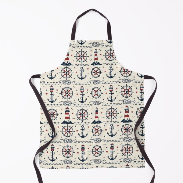 Item preview, Vintage Nautical Maritime Retro Seamless Pattern Print designed and sold by Inkworksbyshery.
