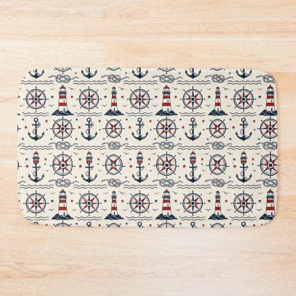 Item preview, Vintage Nautical Maritime Retro Seamless Pattern Print designed and sold by Inkworksbyshery.