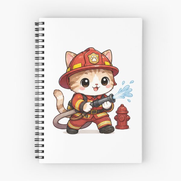 Item preview, Cute Kitten Firefighter Spraying Water Hose designed and sold by  Cat Lady.