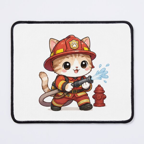 Item preview, Cute Kitten Firefighter Spraying Water Hose designed and sold by Cat Lady.