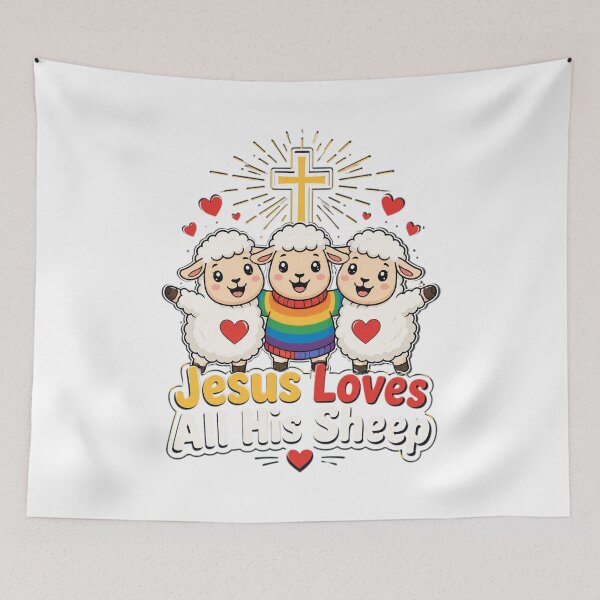 Item preview, Jesus Loves All His Sheep Rainbow Christian Faith LGBTQ designed and sold by OlakunleOloroz.