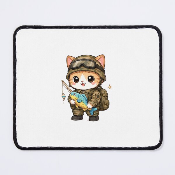 Item preview, Cute Soldier Cat Fishing Adventure designed and sold by Cat Lady.