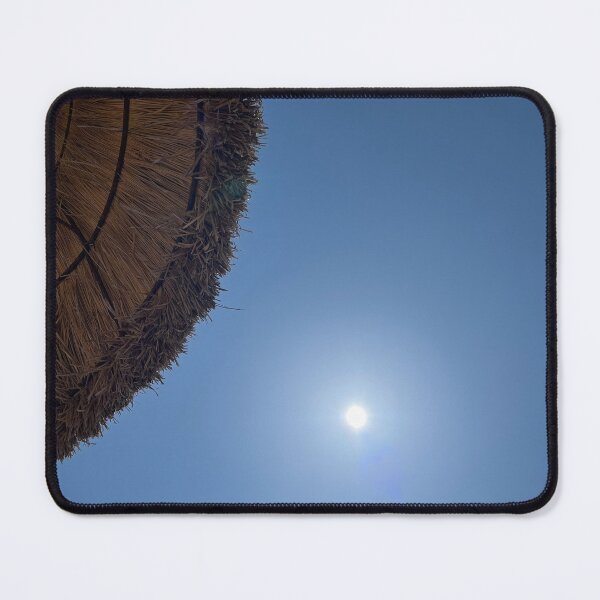 Item preview, Idyllic straw parasol under a bright blue summer sky designed and sold by Art of Momenz.