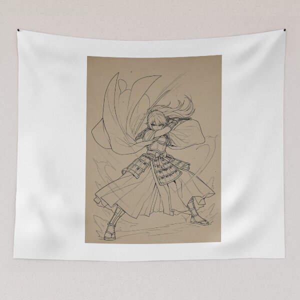 Item preview, Art - Manga Warrior in Japanese Armor, Ink and Fantasy Illustration designed and sold by AnimeShin.