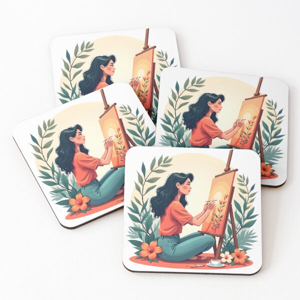 Item preview, Girl Artist Painting Nature Warm Aesthetic designed and sold by Luna-Flow.