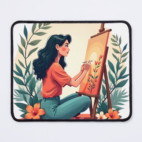 Item preview, Girl Artist Painting Nature Warm Aesthetic designed and sold by Luna-Flow.