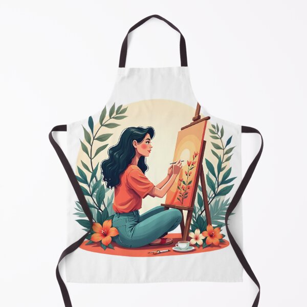 Item preview, Girl Artist Painting Nature Warm Aesthetic designed and sold by Luna-Flow.