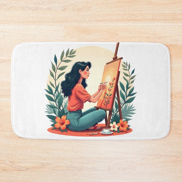 Item preview, Girl Artist Painting Nature Warm Aesthetic designed and sold by Luna-Flow.