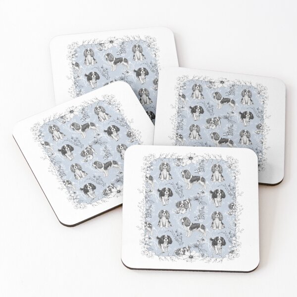 Item preview, Cavalier King Charles Blue Toile de Jouy designed and sold by AntiqueImages.