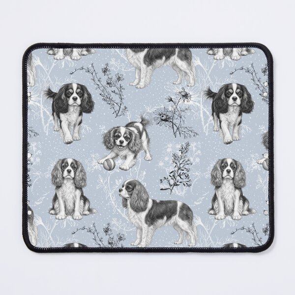 Item preview, Cavalier King Charles Blue Toile de Jouy designed and sold by AntiqueImages.