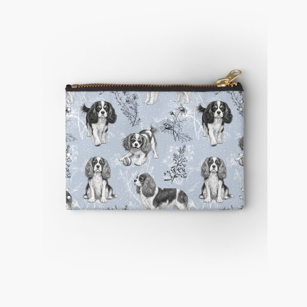 Item preview, Cavalier King Charles Blue Toile de Jouy designed and sold by AntiqueImages.
