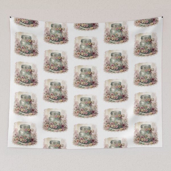 Item preview, Button Jar Sewing Room Illustration designed and sold by AillustriaAK.