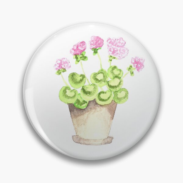 Item preview, Pink Geranium in a Watercolor Pot designed and sold by IzaArtsShop.