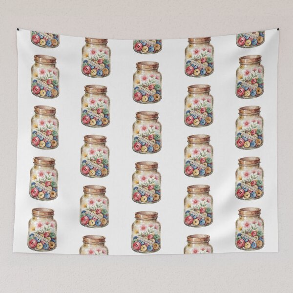 Item preview, Button Jar Sewing Room Illustration designed and sold by AillustriaAK.