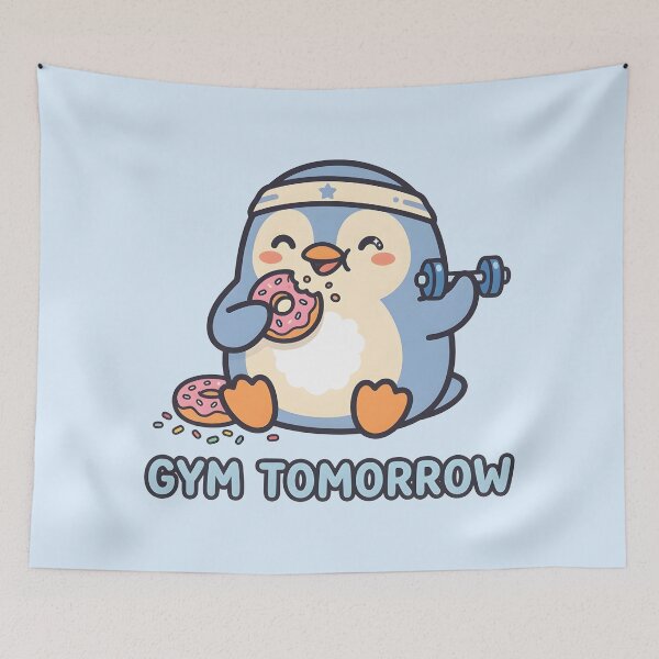 Item preview, Funny Gym Tomorrow Penguin designed and sold by dreephic22.