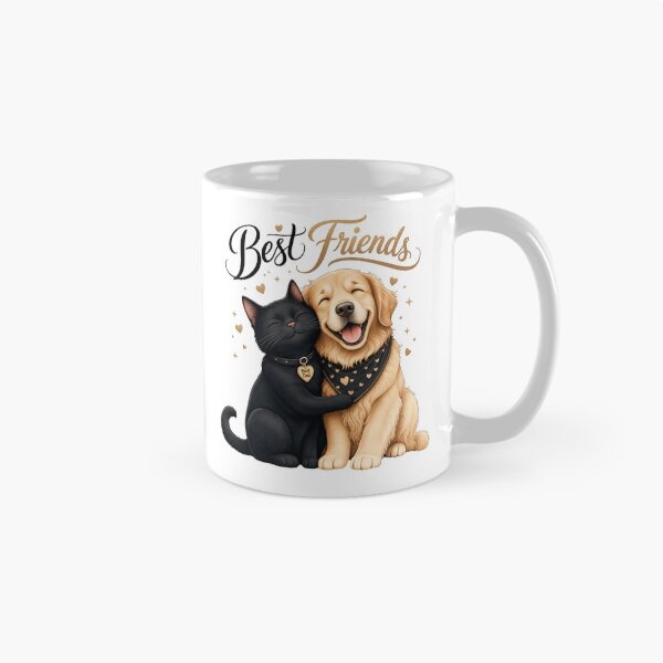 Item preview, Black Cat & Golden Retriever Best Friends Kawaii T-Shirt designed and sold by Ashley critters.