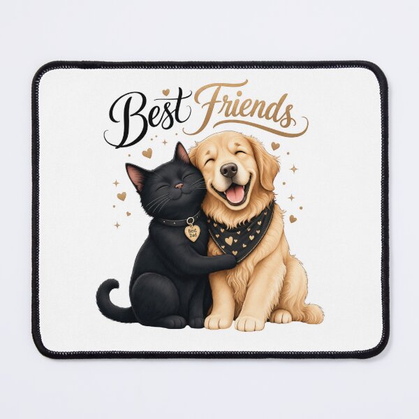 Item preview, Black Cat & Golden Retriever Best Friends Kawaii T-Shirt designed and sold by Ashley critters.