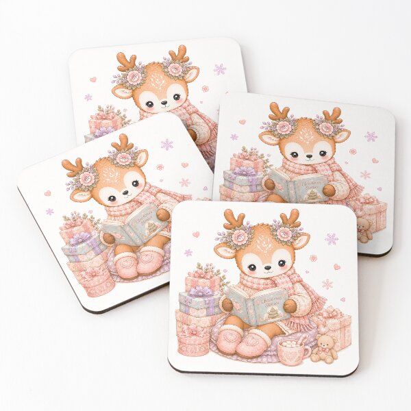 Item preview, Cute Reindeer Reading Christmas Stories | Kawaii Cottagecore Cozy Christmas Book Lover Pastel Holiday Illustration designed and sold by looplandger.