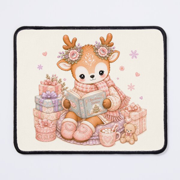 Item preview, Cute Reindeer Reading Christmas Stories | Kawaii Cottagecore Cozy Christmas Book Lover Pastel Holiday Illustration designed and sold by looplandger.