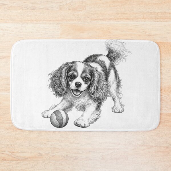 Item preview, Cavalier King Charles Spaniel Dog Playing Ball designed and sold by AntiqueImages.