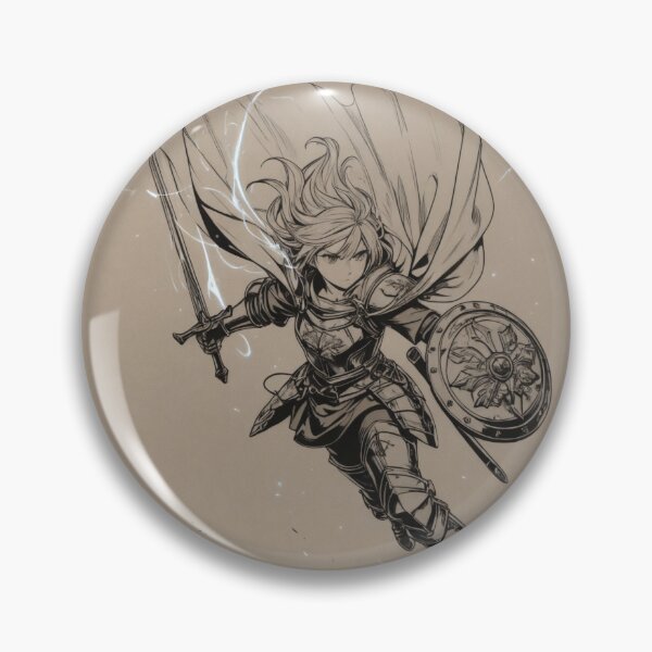 Item preview, Illustration - Androgynous Manga Warrior, Electric Sword and Ornamental Shield designed and sold by AnimeShin.