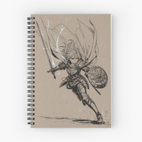 Item preview, Illustration - Androgynous Manga Warrior, Electric Sword and Ornamental Shield designed and sold by AnimeShin.