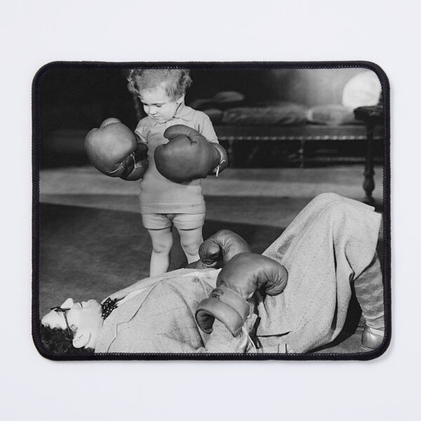 Item preview, Vintage going for the knockout girl power funny black and white photograph designed and sold by Astrid Arkhangelsky.