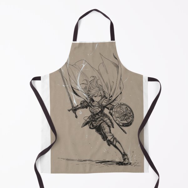 Item preview, Illustration - Androgynous Manga Warrior, Electric Sword and Ornamental Shield designed and sold by AnimeShin.