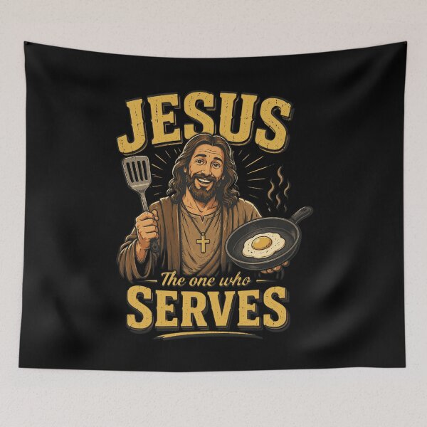 Item preview, Jesus The One Who Serves Funny Christian Cooking designed and sold by OlakunleOloroz.