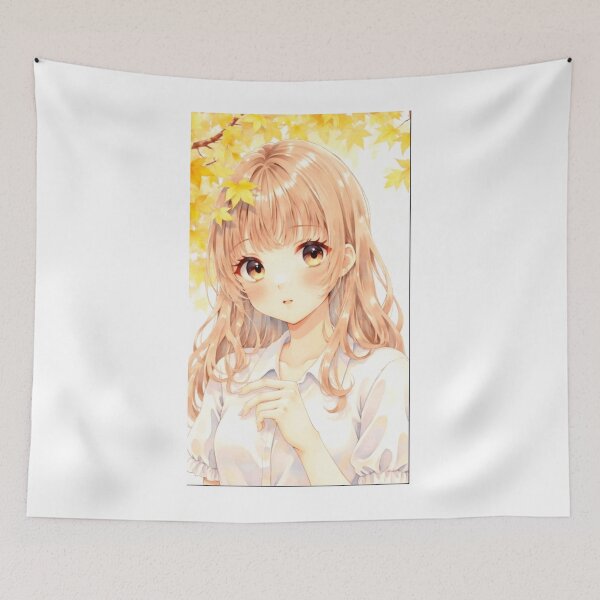Item preview, Cute autumn anime girl golden leaves  designed and sold by NNCollection.