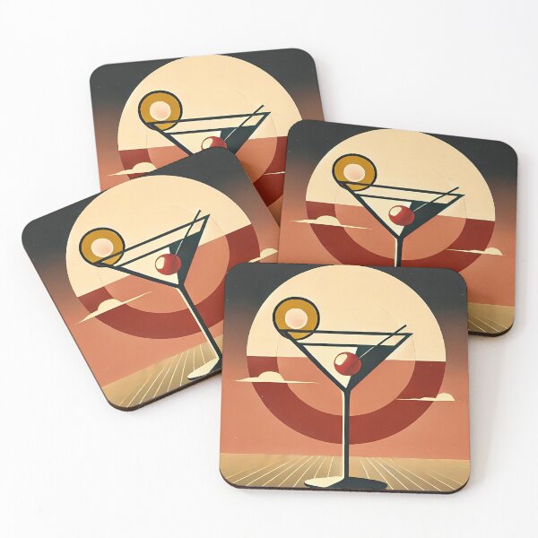 Item preview, Mid Century Modern Art Cherry Sunset Martini designed and sold by Lee Hiller Designs.