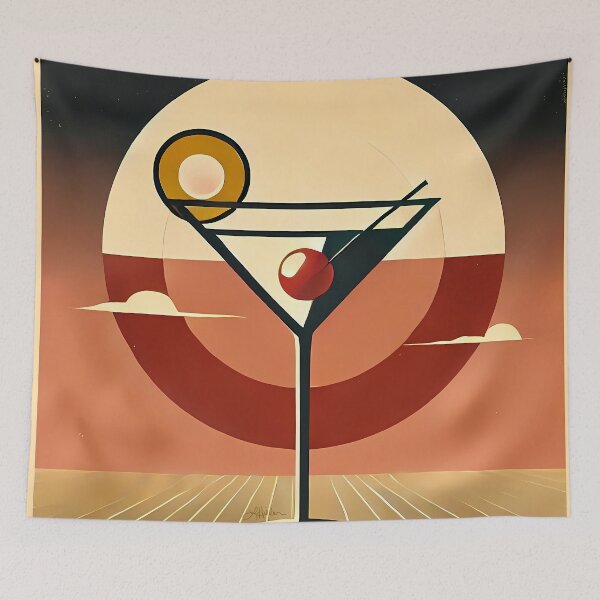 Item preview, Mid Century Modern Art Cherry Sunset Martini designed and sold by Lee Hiller Designs.
