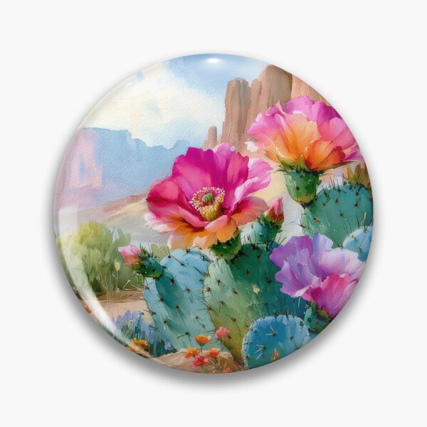 Item preview, Blooming Cactus Watercolor, Southwestern Desert Landscape designed and sold by MargaretWiktor.