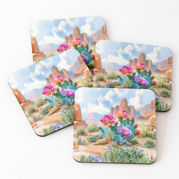Item preview, Blooming Cactus Watercolor, Southwestern Desert Landscape designed and sold by MargaretWiktor.