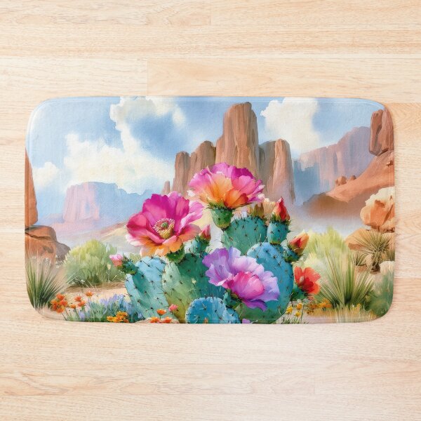 Item preview, Blooming Cactus Watercolor, Southwestern Desert Landscape designed and sold by MargaretWiktor.