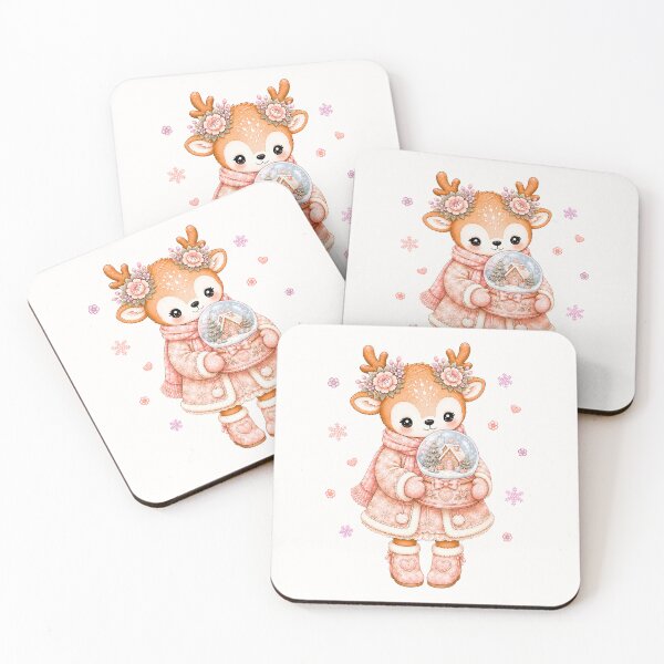 Item preview, Cute Reindeer Holding Christmas Snow Globe | Kawaii Cottagecore Pastel Winter Holiday Deer Illustration designed and sold by looplandger.