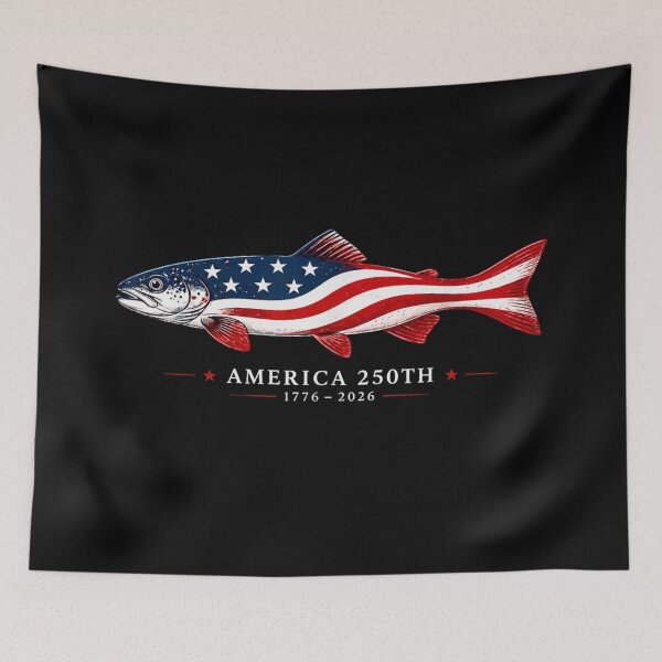 Item preview, America 250th Anniversary Semiquincentennial 1776 To 2026 Patriotic American Flag Fish designed and sold by NgumohaLanke.