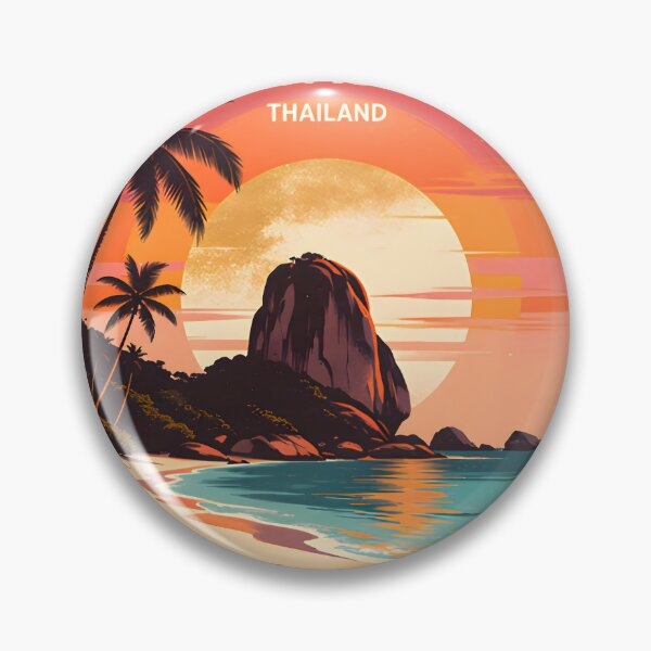Item preview, Similan Islands Thailand Retro Sunset Travel Poster – Andaman Sea Coastal Artwork designed and sold by Spirit of Siam.